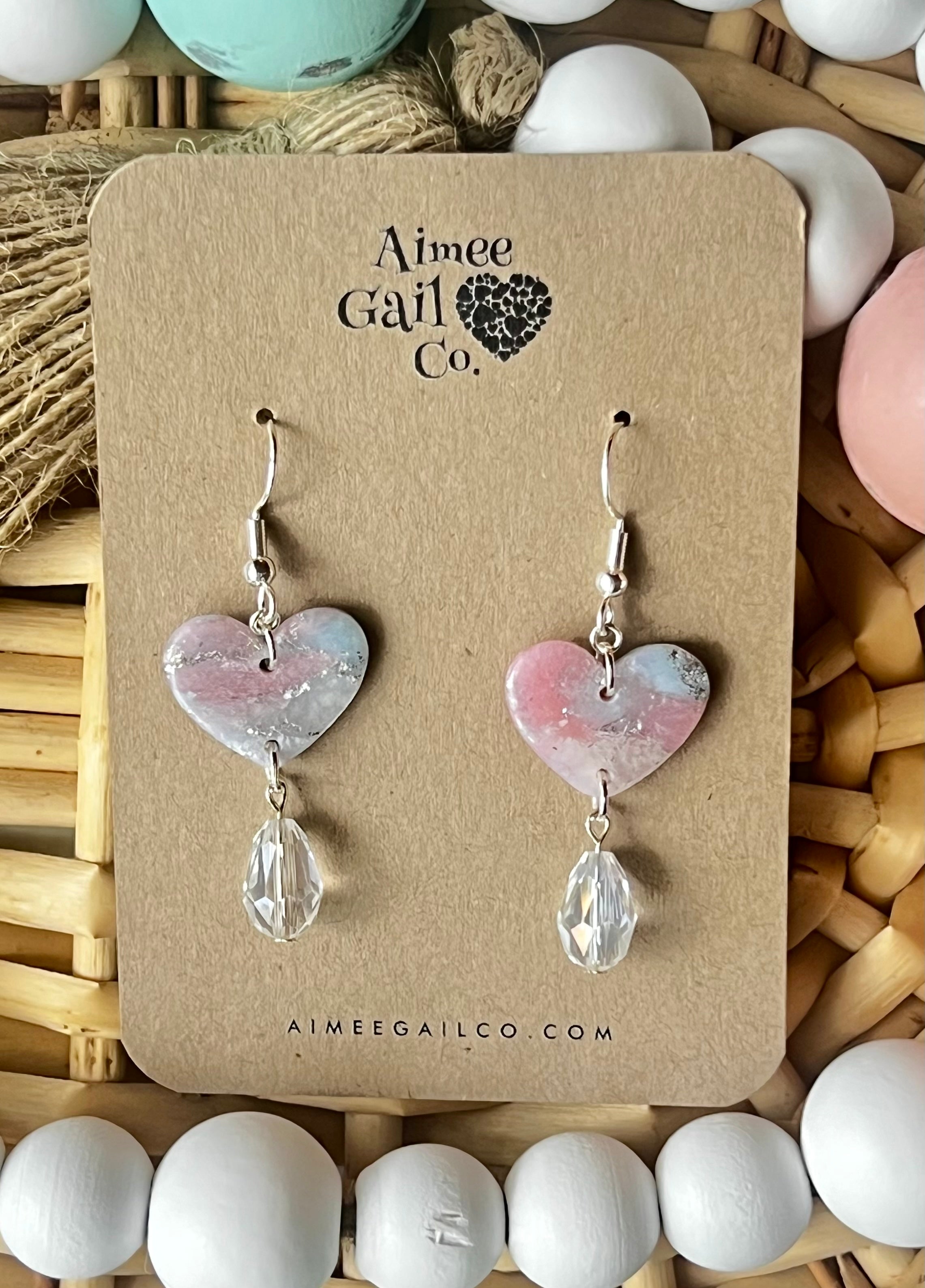 Pink and Blue Heart Dangles